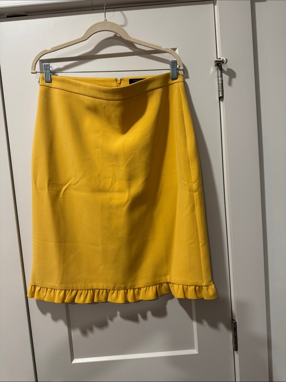 Ann Taylor Yellow Ruffle-Hem A-Line Skirt